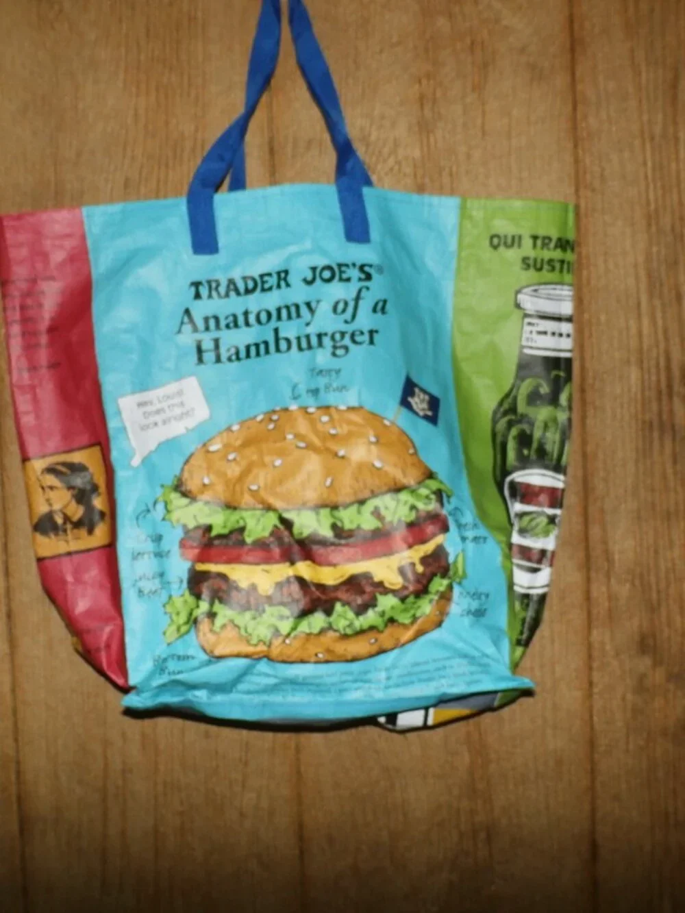 Lot of 2  NEW  Trader Joe's Reusable Tote Bags  Medium Jute Cotton Burlap